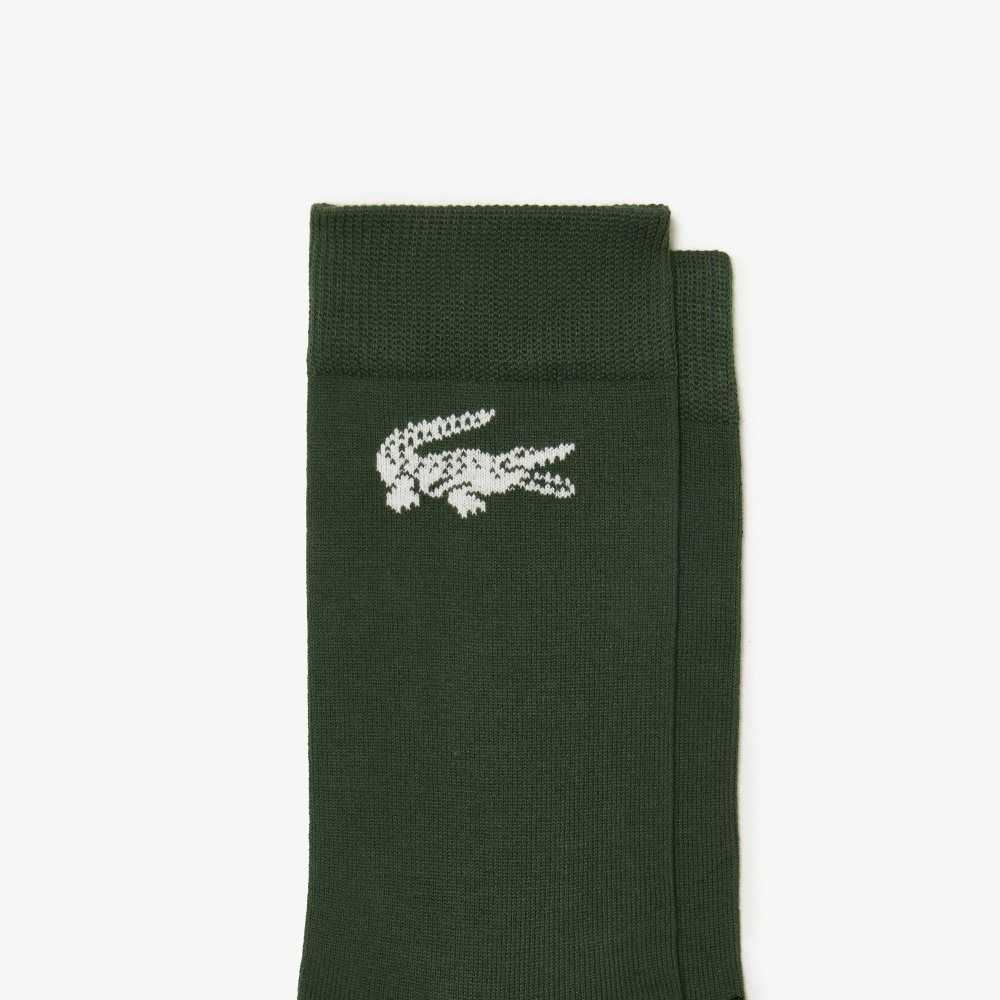 Lacoste Two-Pack French Made Organic Cotton Socks White / Green | IFST-13859