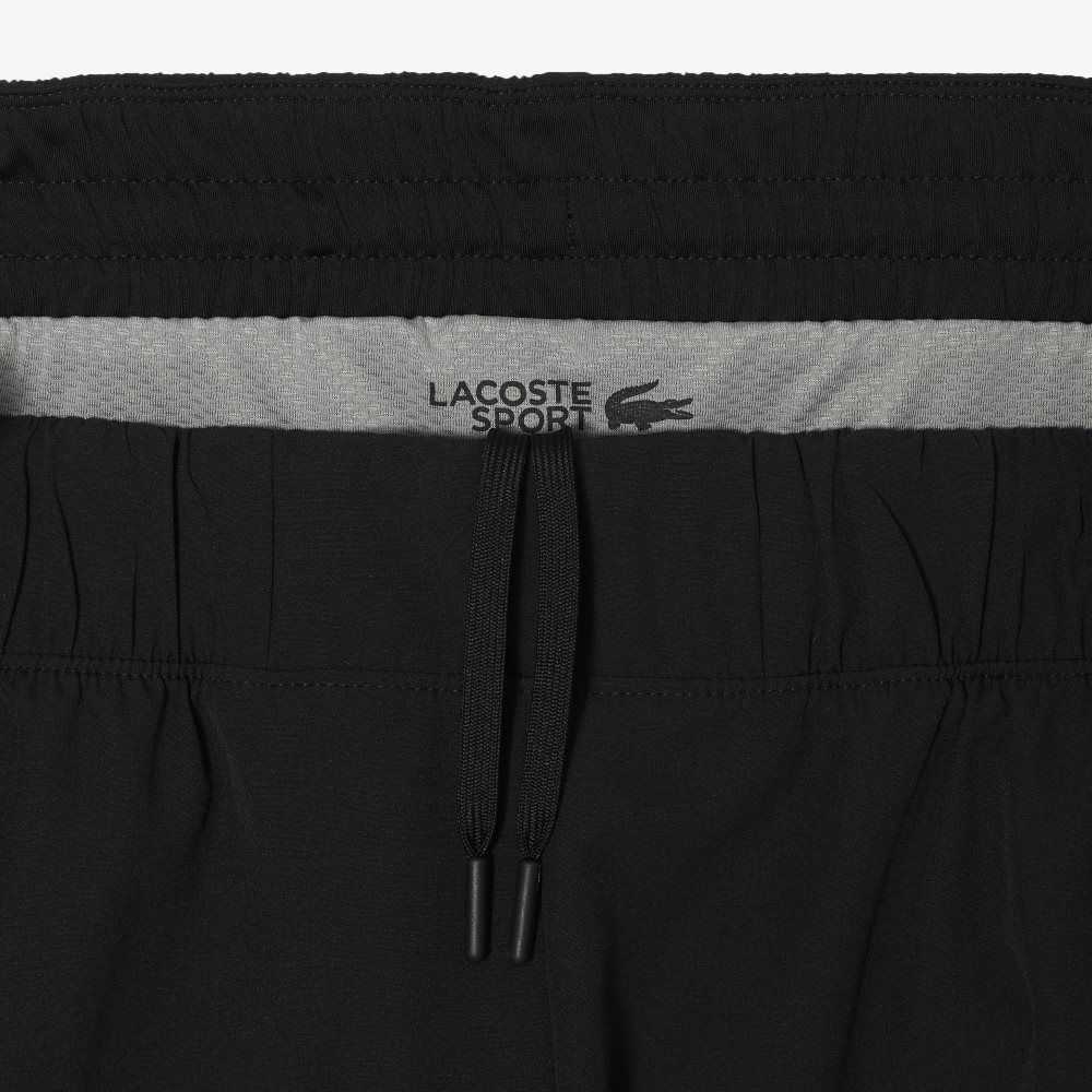 Lacoste Two-Tone SPORT Shorts with Built-in Undershorts Black / Grey Chine | IYWR-19453