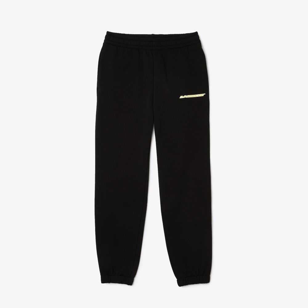 Lacoste Unbrushed Flannel Joggers Black | AYGL-32519