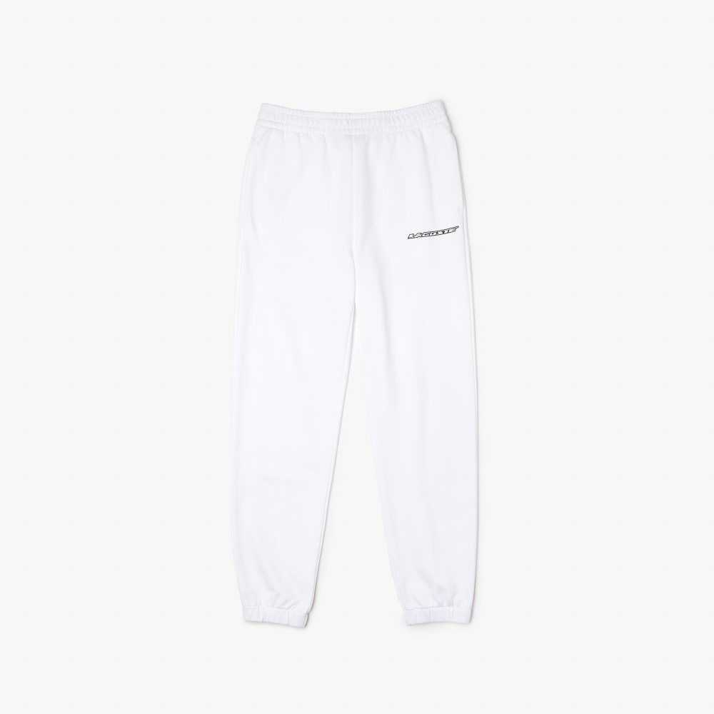 Lacoste Unbrushed Flannel Joggers White | LZKI-58473