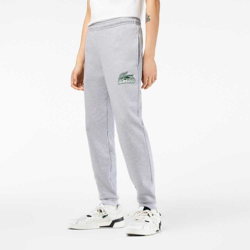 Lacoste Unbrushed Fleece Track Pants Grey Chine | JLOA-90452