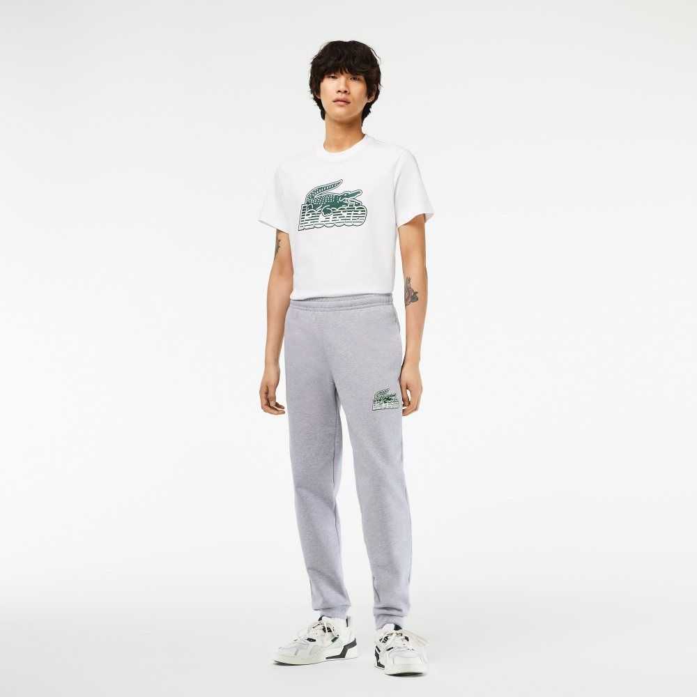 Lacoste Unbrushed Fleece Track Pants Grey Chine | JLOA-90452