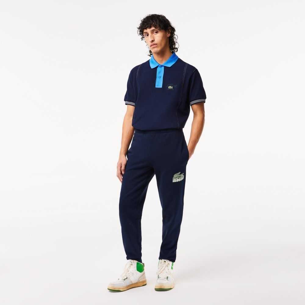 Lacoste Unbrushed Fleece Track Pants Navy Blue | XQJN-19346