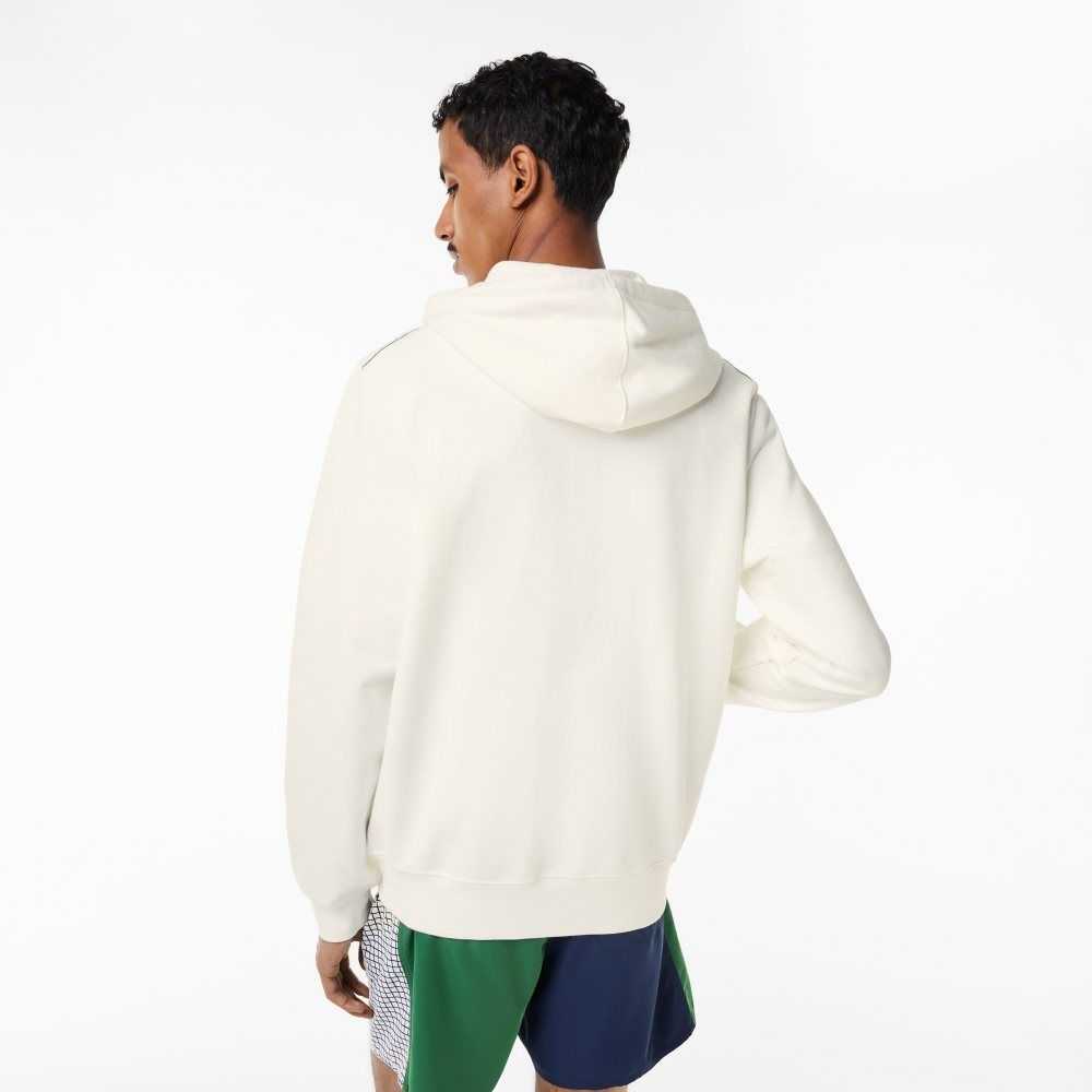 Lacoste Unbrushed Fleece Zipped Hoodie White | SYAD-93241