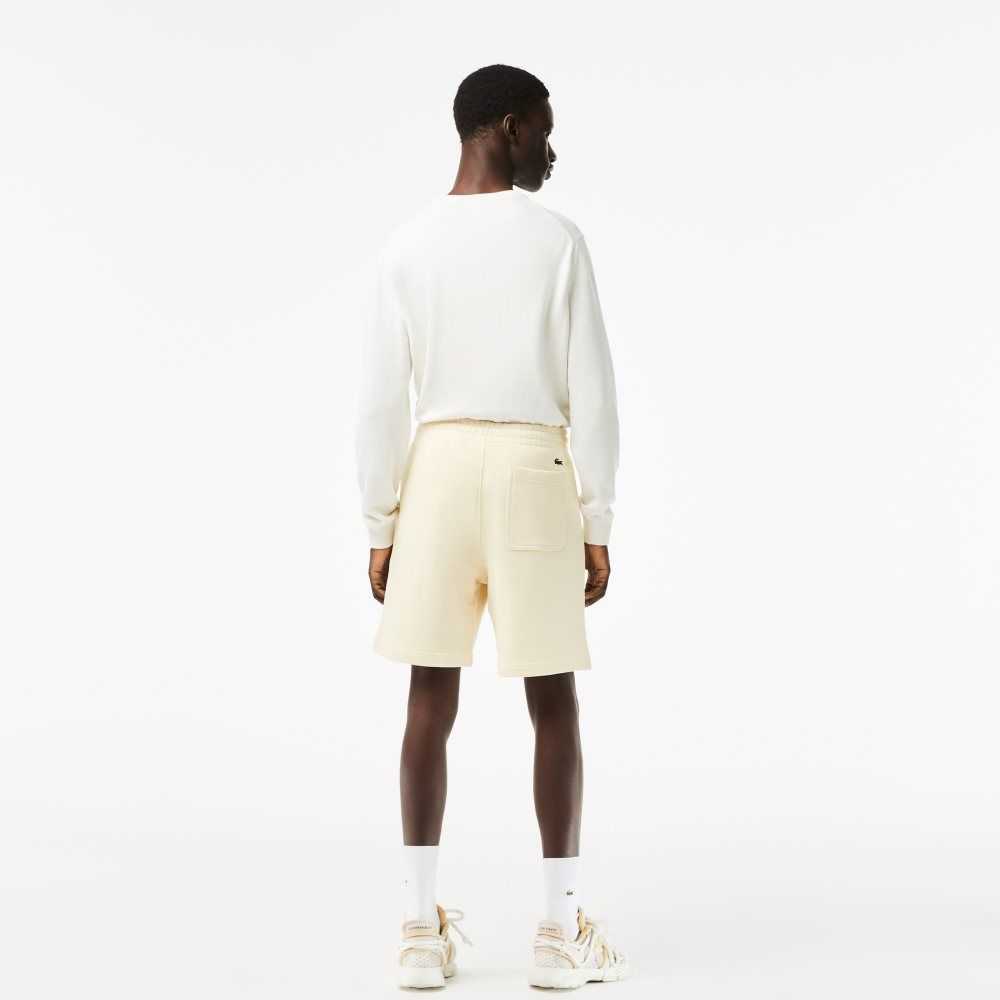 Lacoste Unbrushed Organic Cotton Fleece Shorts White | WXLS-10426