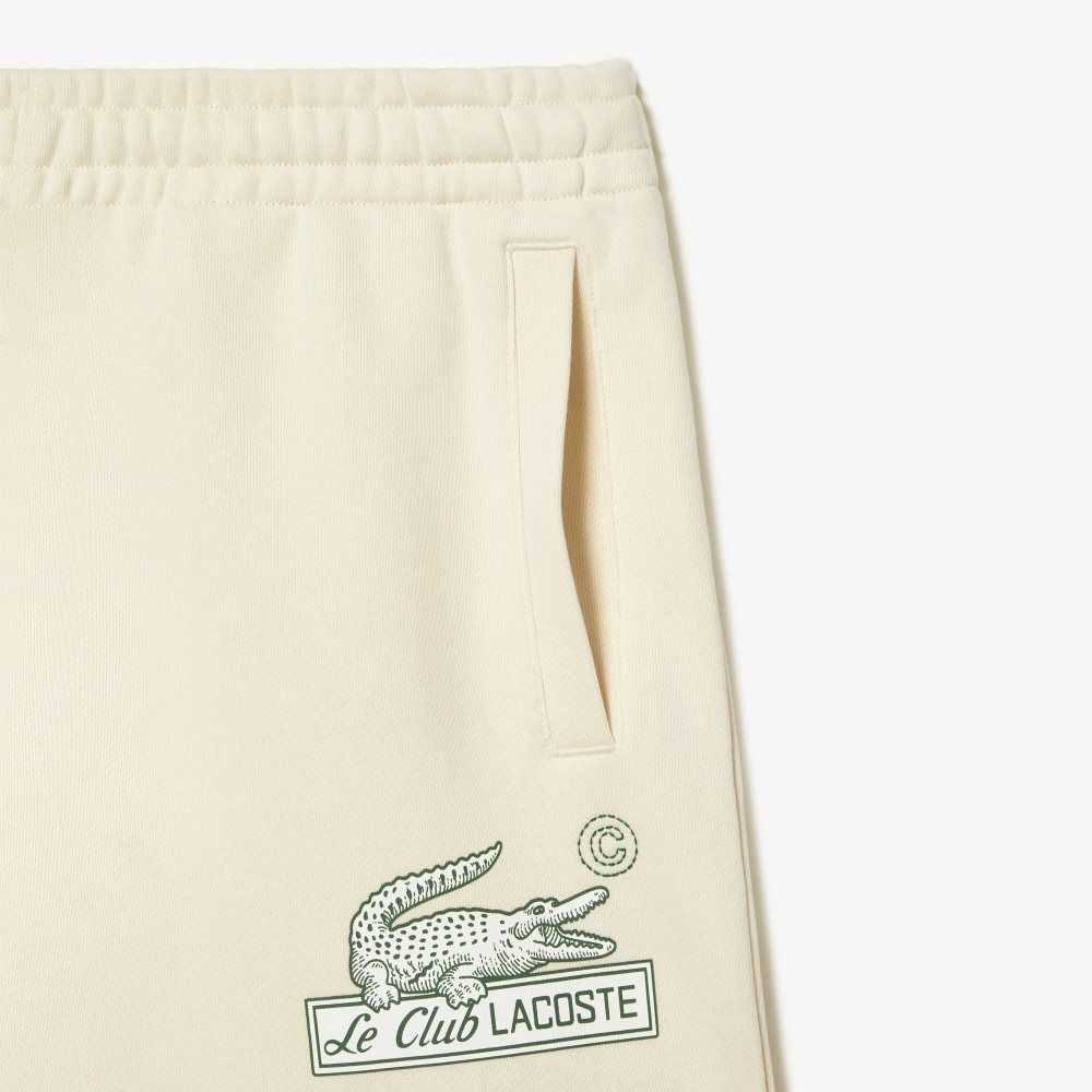 Lacoste Unbrushed Organic Cotton Fleece Shorts White | WXLS-10426