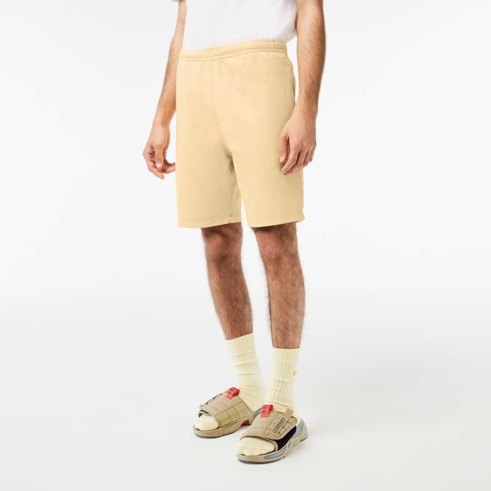 Lacoste Unbrushed Organic Cotton Fleece Shorts Yellow | ZHPW-03579