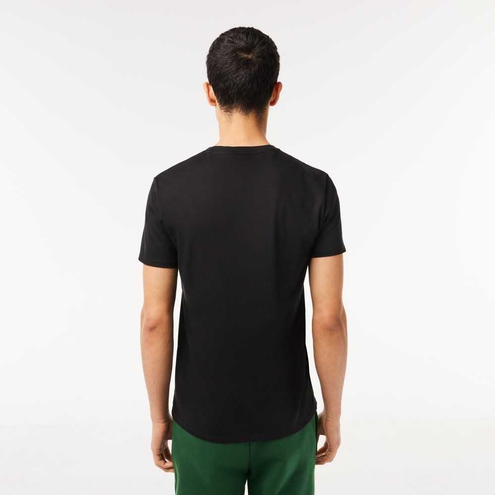 Lacoste V-Neck Pima Cotton Jersey T-Shirt Black | LOQY-14975