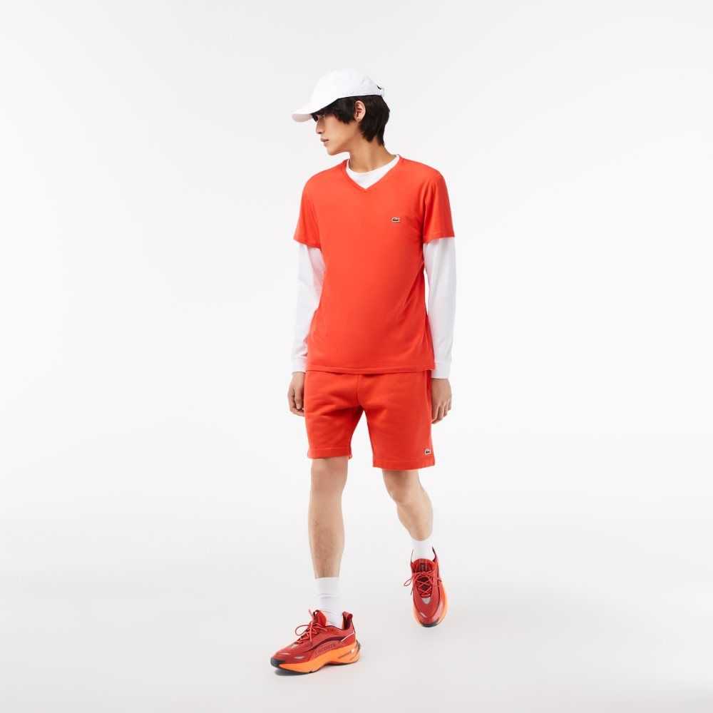 Lacoste V-Neck Pima Cotton Jersey T-Shirt Orange | TUIH-35019
