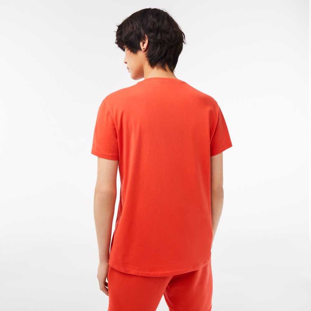 Lacoste V-Neck Pima Cotton Jersey T-Shirt Orange | TUIH-35019