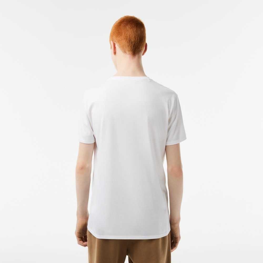 Lacoste V-Neck Pima Cotton Jersey T-Shirt White | YZSN-21095