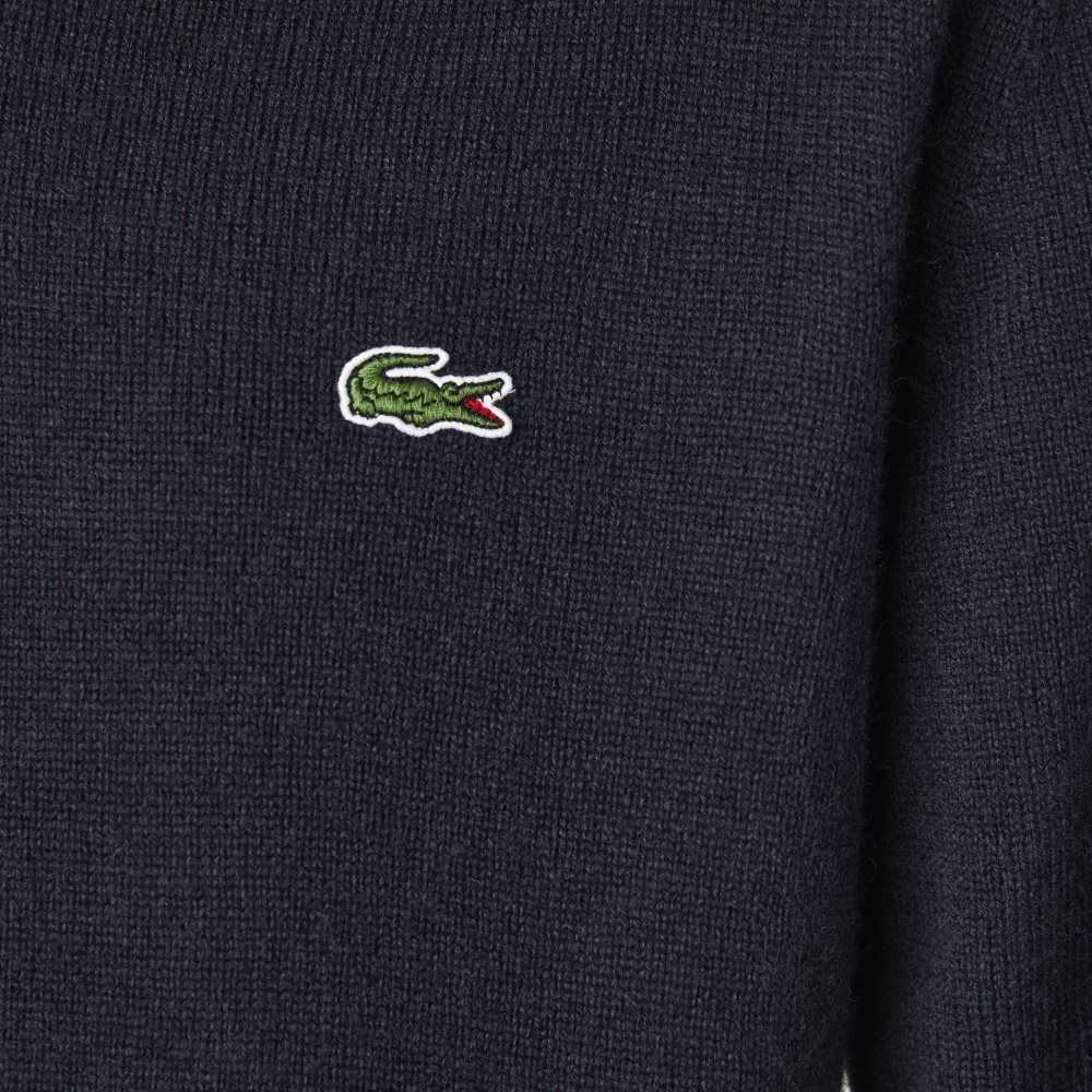 Lacoste V-Neck Wool Sweater Navy Blue | OBRY-21908