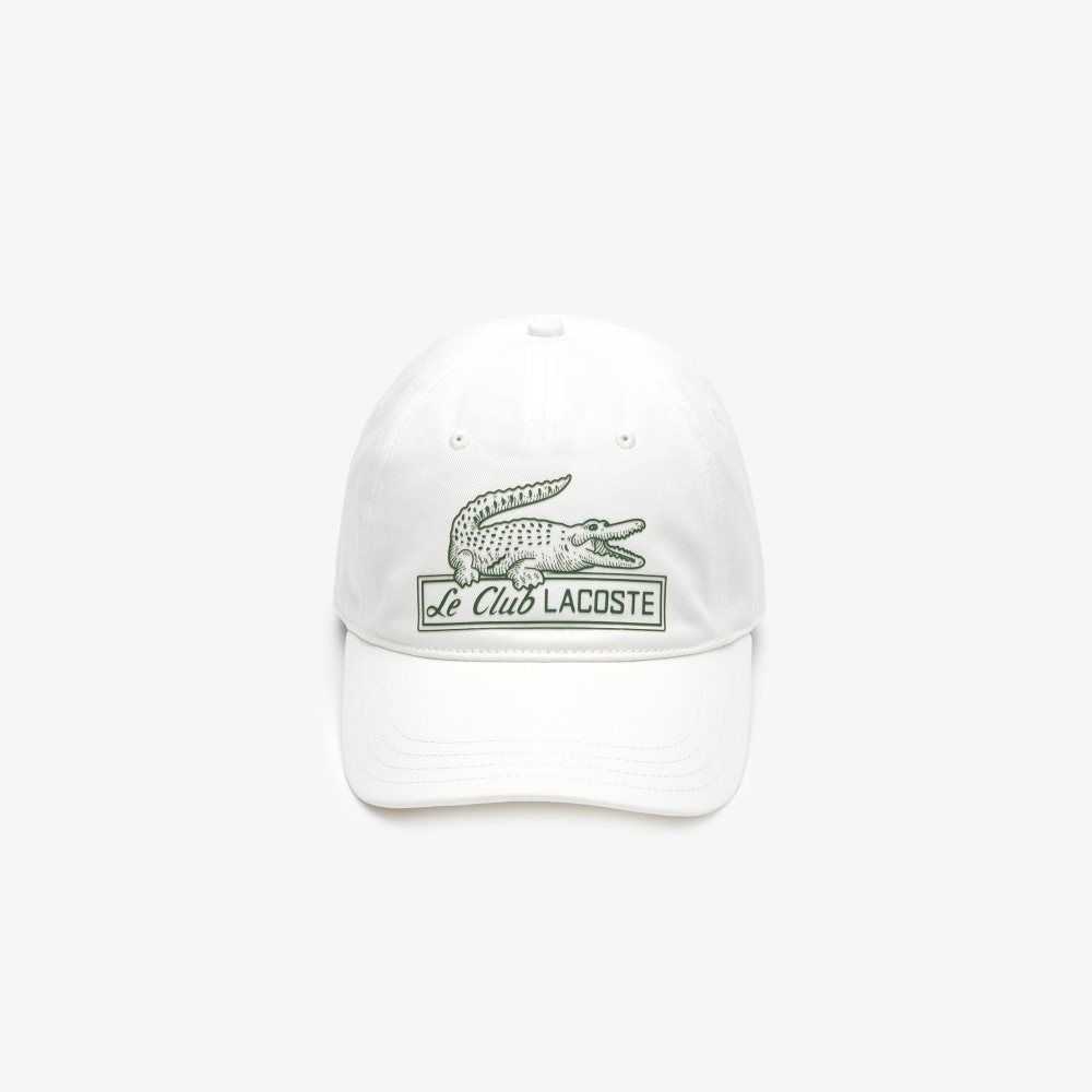 Lacoste Vintage Croc Print Cap White | UMRZ-34051