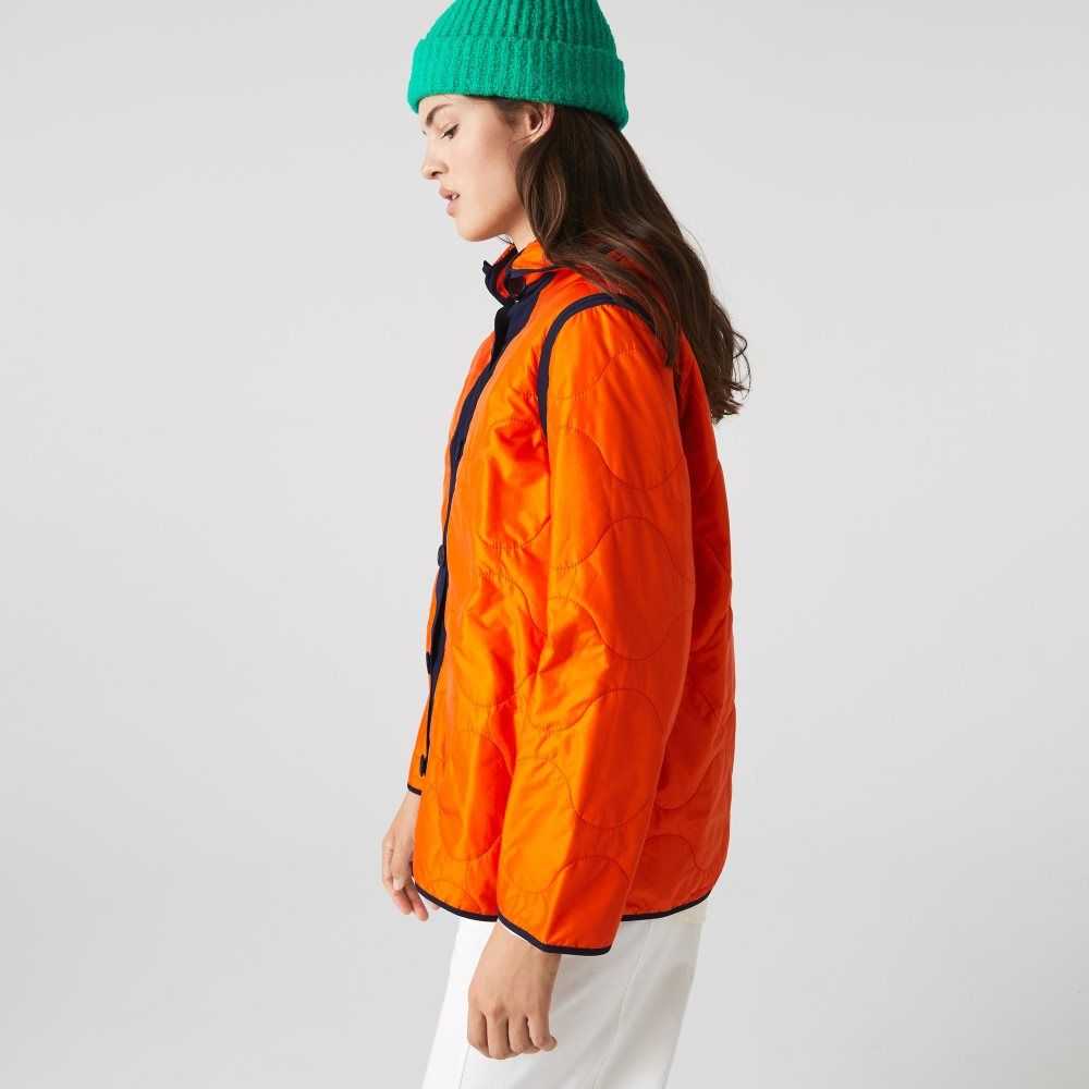 Lacoste Water-Repellent 3-In-1 Parka Navy Blue / Orange | QHTO-57821