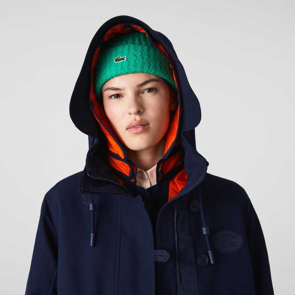 Lacoste Water-Repellent 3-In-1 Parka Navy Blue / Orange | QHTO-57821