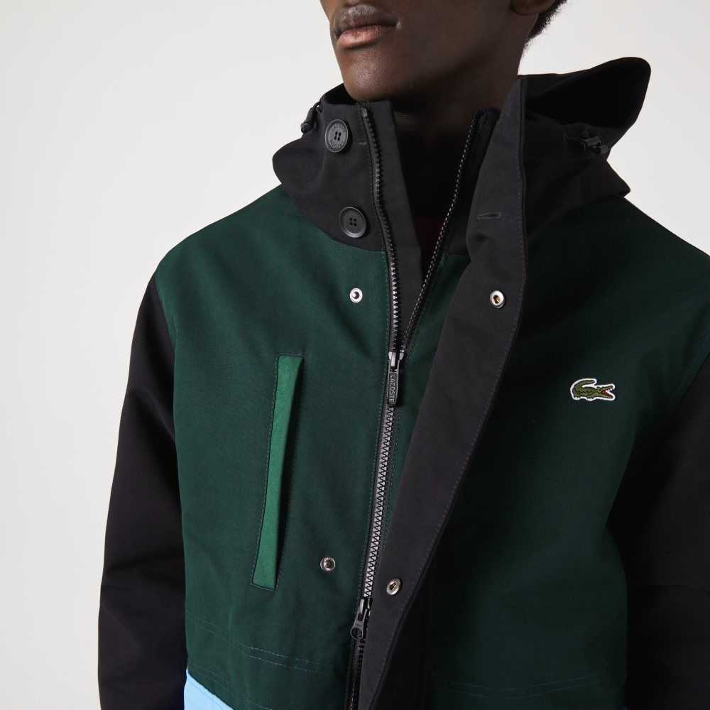 Lacoste Water-Repellent Colorblock Twill Jacket Green / Black / Blue / Green | SWQU-10976