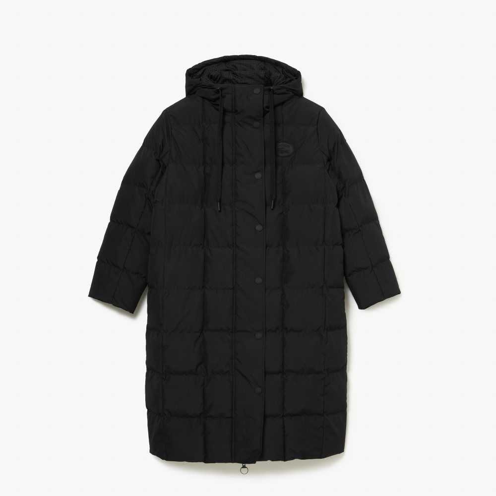 Lacoste Water-Repellent Long Jacket Black | HEJW-67891