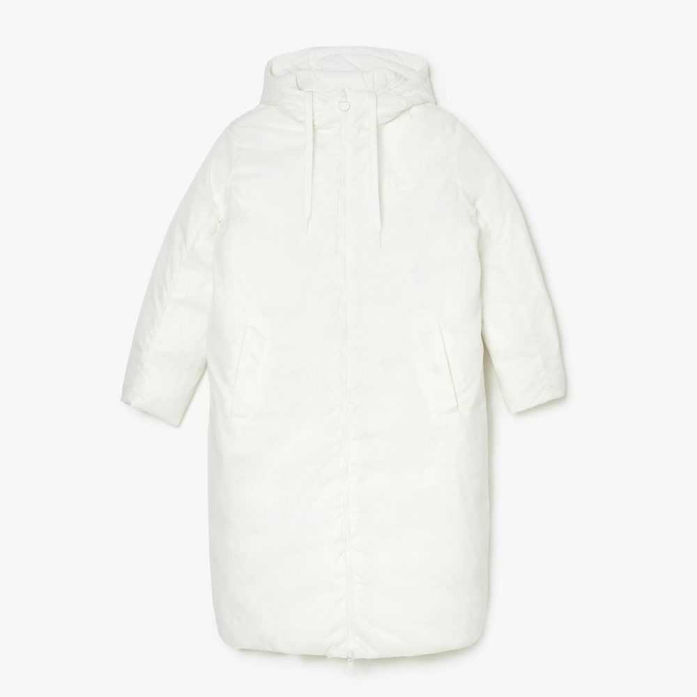 Lacoste Water-Repellent Long Jacket White | PORU-10497
