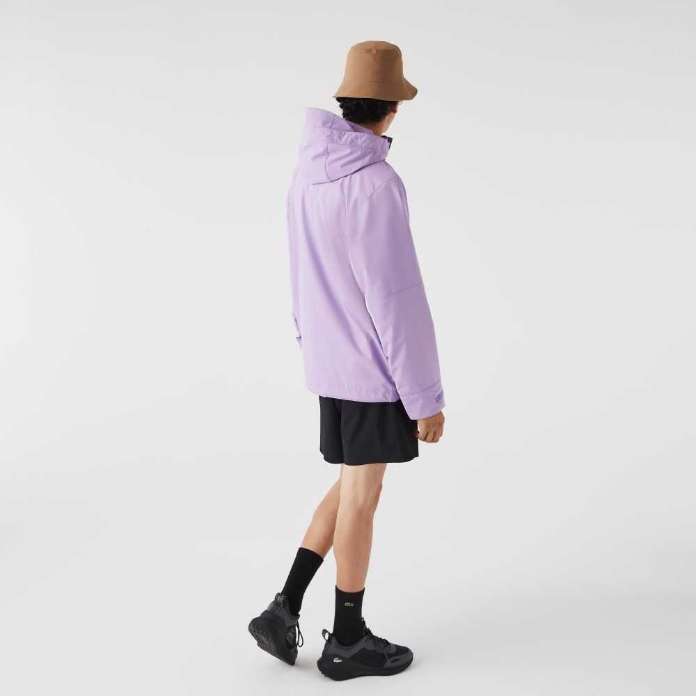 Lacoste Water-Repellent Parka Purple | QNAE-65931