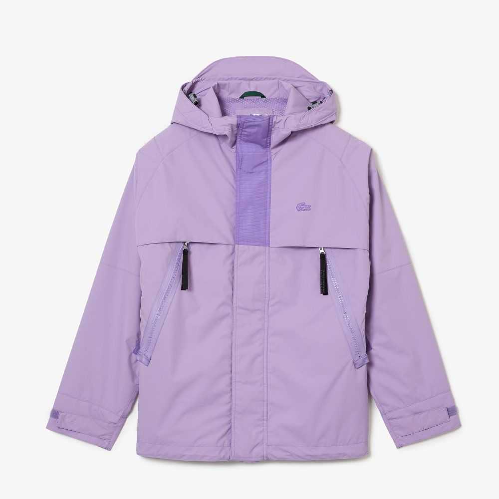 Lacoste Water-Repellent Parka Purple | QNAE-65931