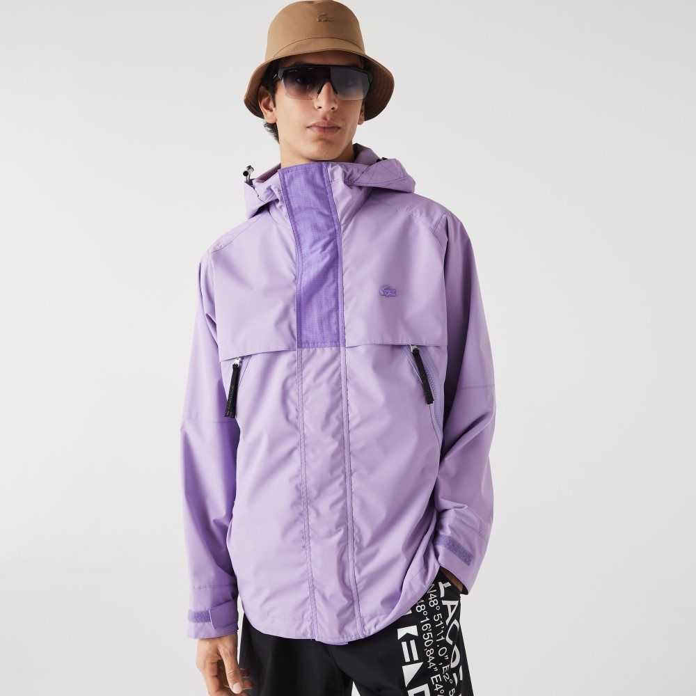 Lacoste Water-Repellent Parka Purple | QNAE-65931