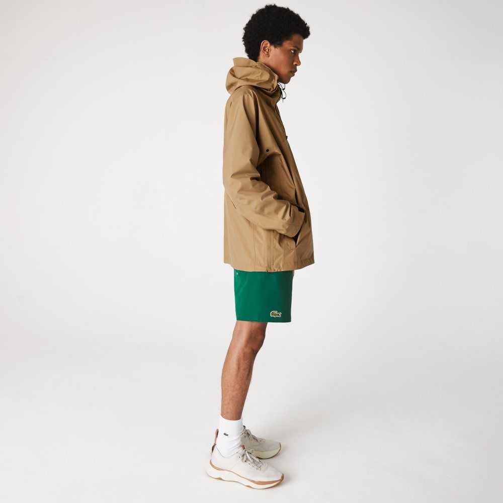 Lacoste Water-Resistant Hooded Windbreaker Beige | NIOD-61930