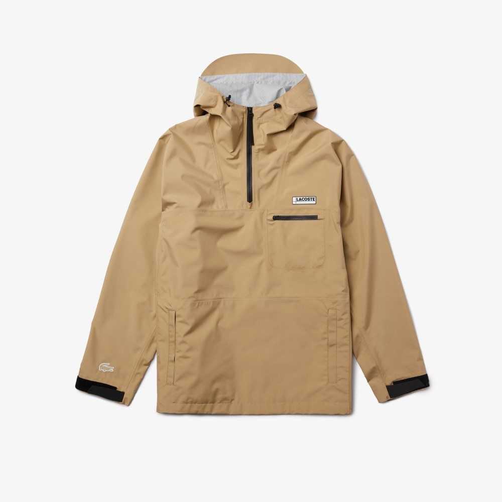 Lacoste Water-Resistant Hooded Windbreaker Beige | NIOD-61930