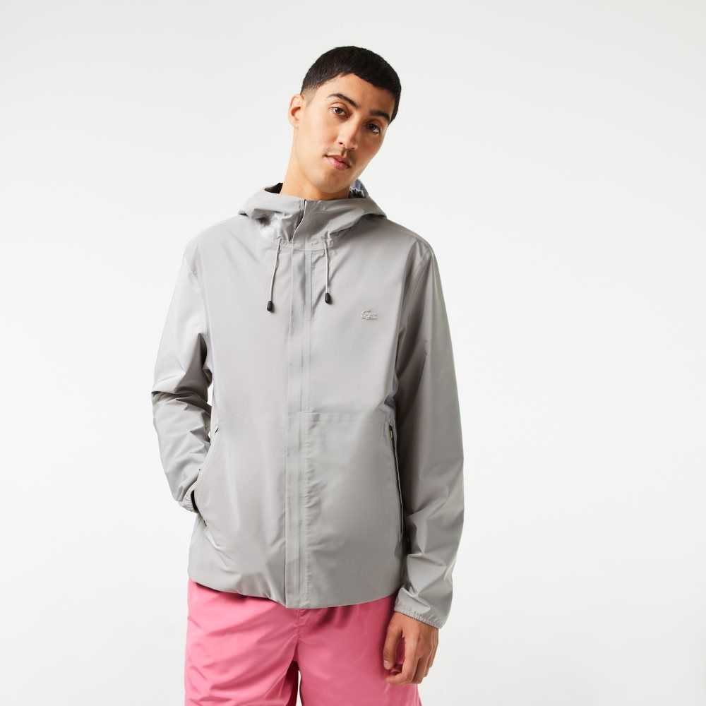 Lacoste Waterproof Short Track Jacket Grey | SQOJ-30794