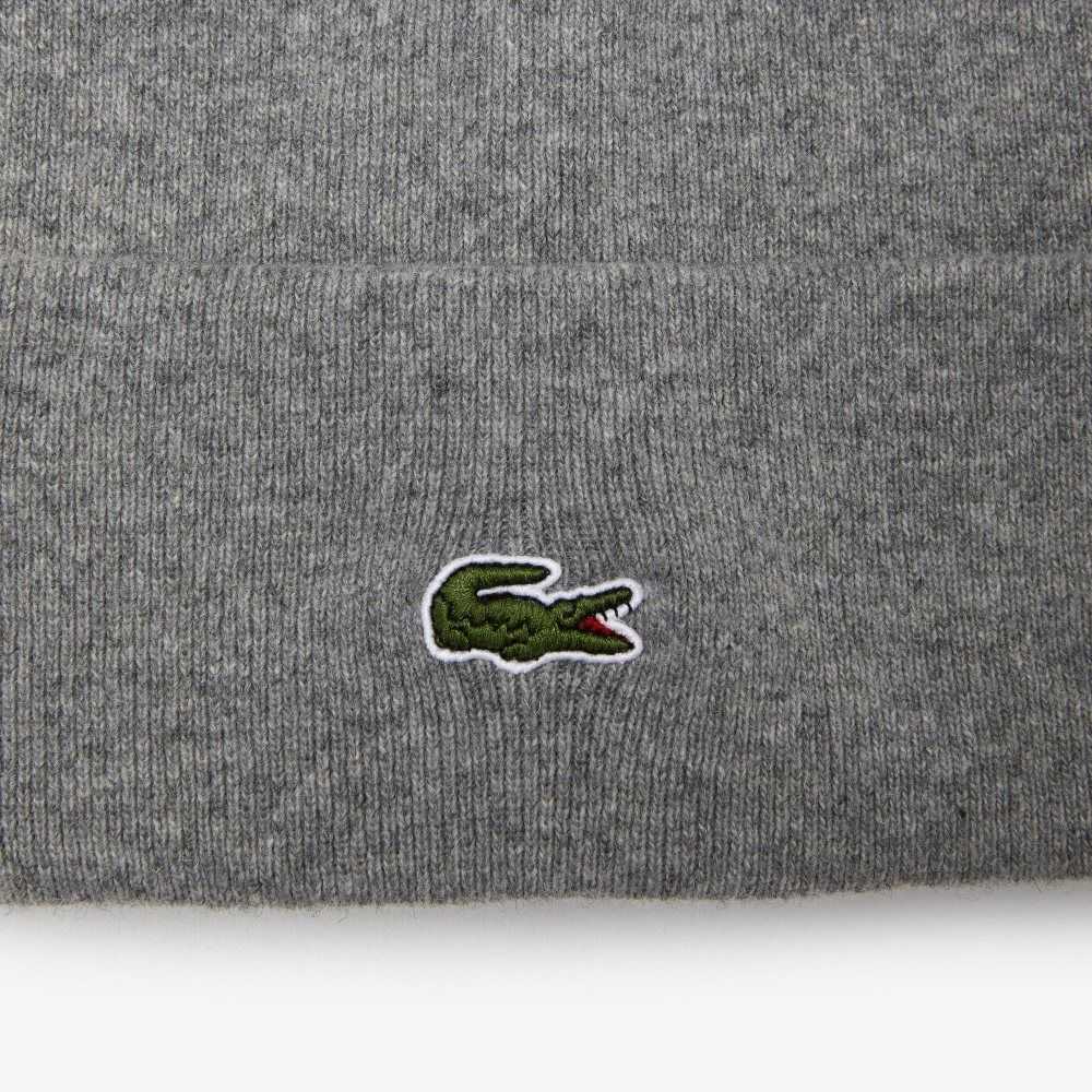 Lacoste Wool Beanie Grey Chine | XUED-53479