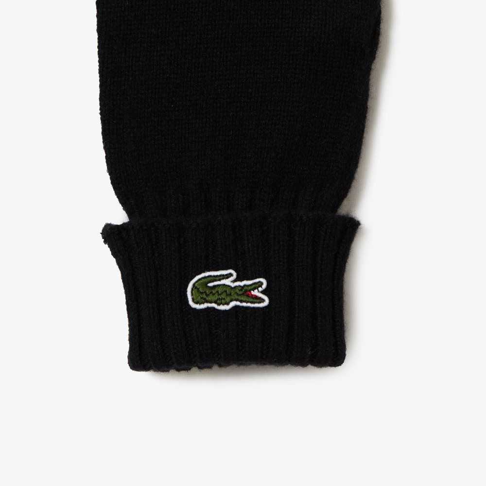 Lacoste Wool Jersey Gloves Black | MUVK-04861