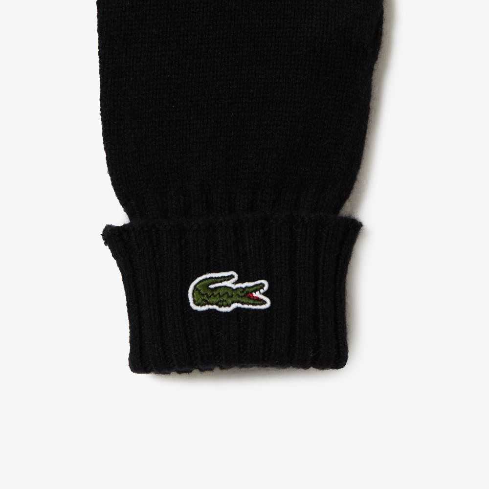 Lacoste Wool Jersey Gloves Black | RHYX-90617