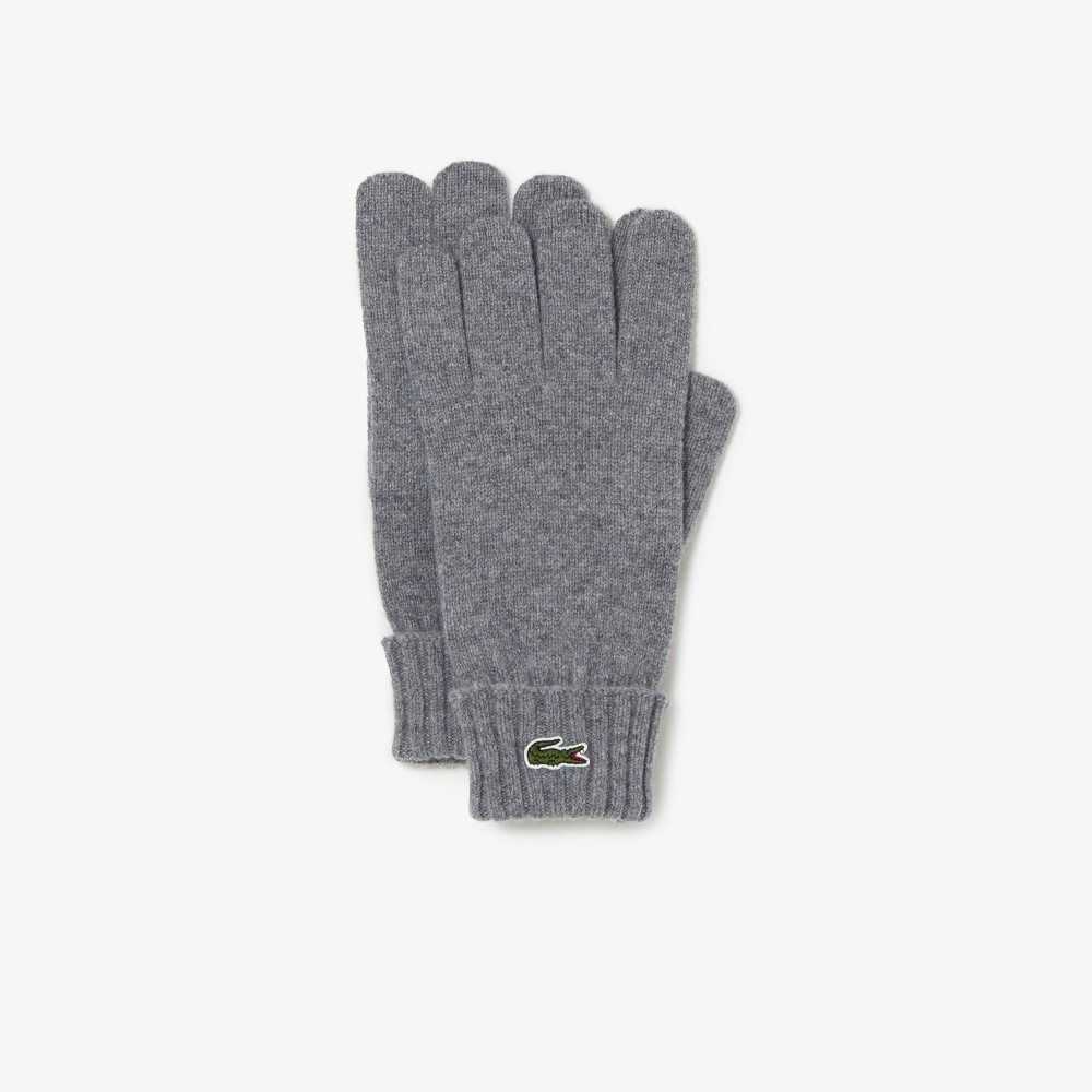 Lacoste Wool Jersey Gloves Grey Chine | BADL-25934