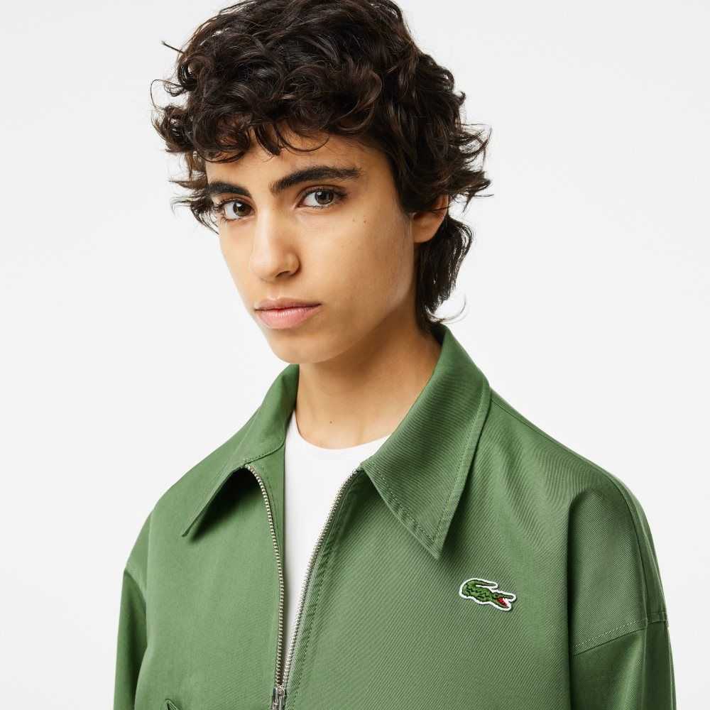 Lacoste Zipped Cotton Harrington Jacket Khaki Green | EKDM-12974