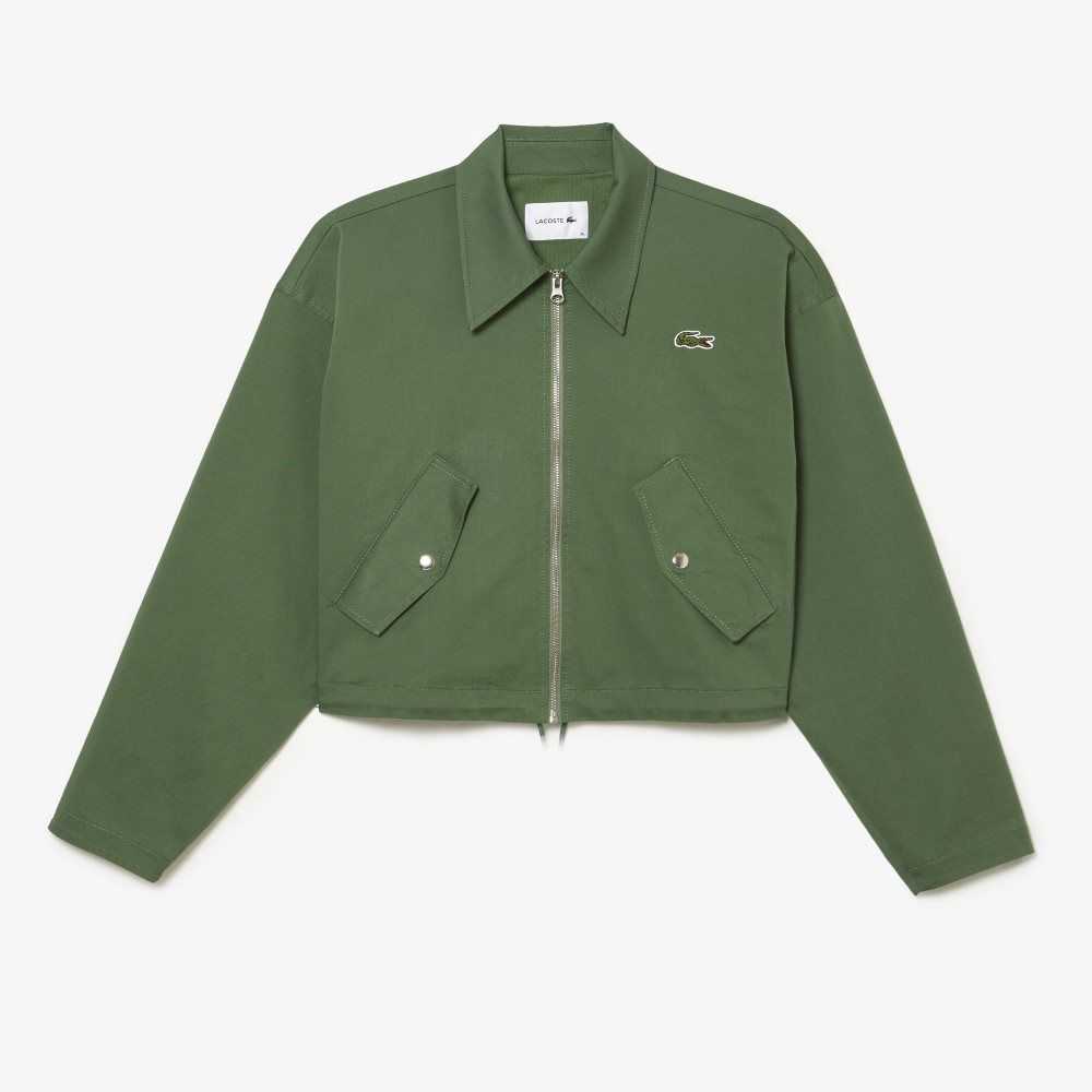Lacoste Zipped Cotton Harrington Jacket Khaki Green | EKDM-12974