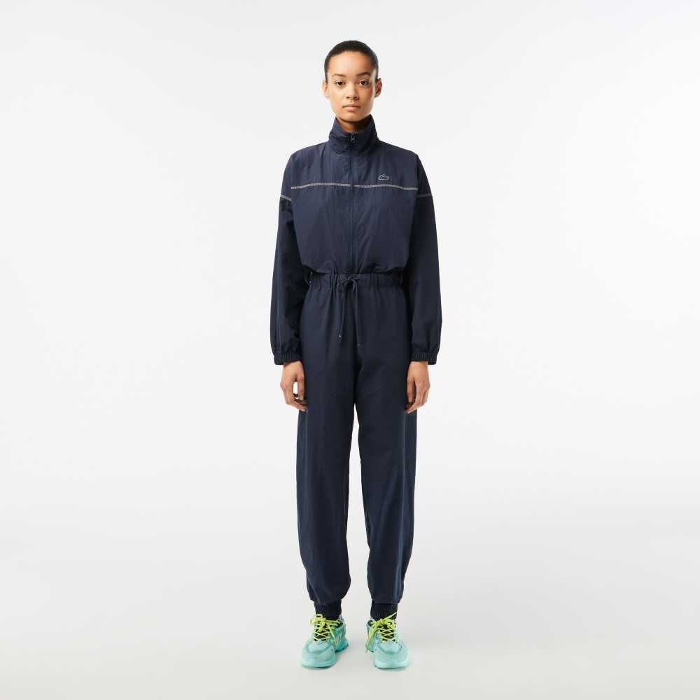 Lacoste Zipped Nylon Jumpsuit Blue | HMSD-06423