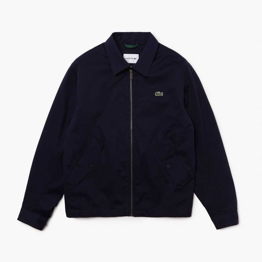 Lacoste Zippered Organic Cotton Gabardine Jacket Navy Blue | NQZW-84093