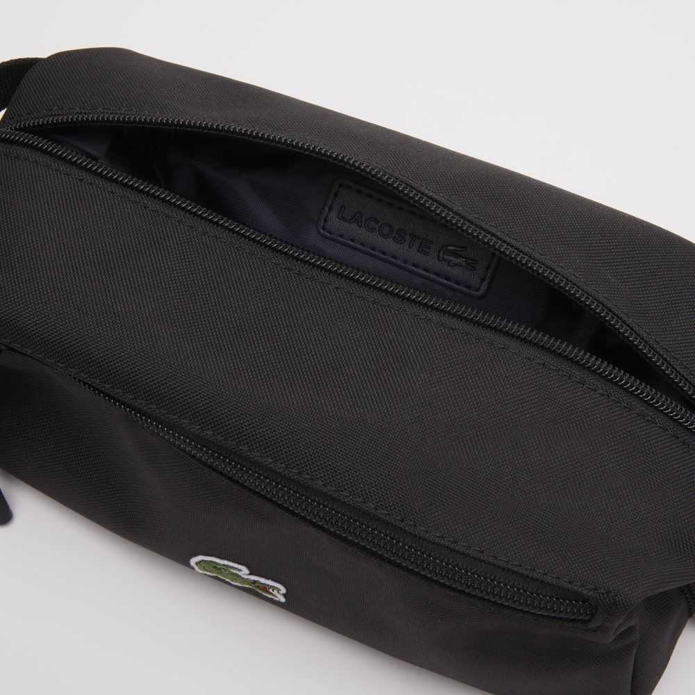 Lacoste Zippered Toiletry Bag Black | CFBK-16329