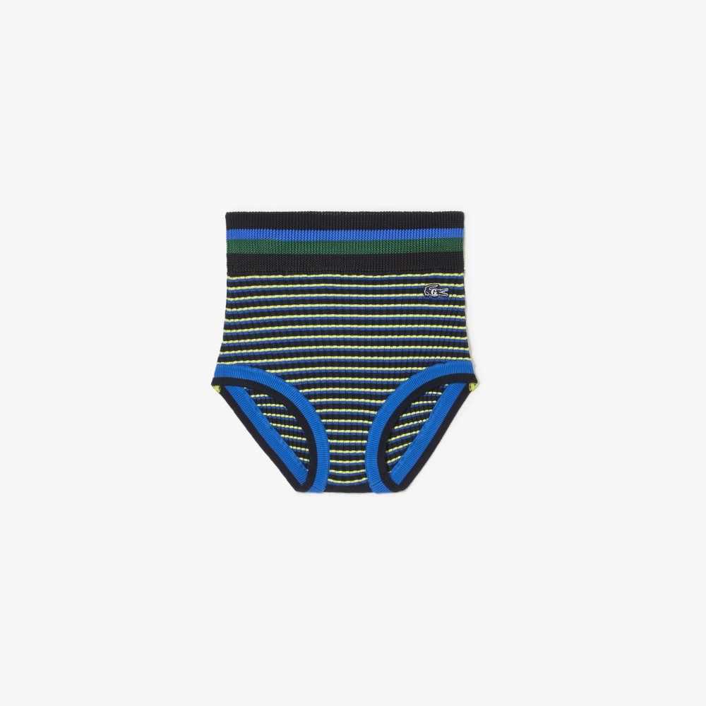 Lacoste x Goop Ribbed Knit Shorts Navy Blue / Blue / Yellow | EIBF-59641