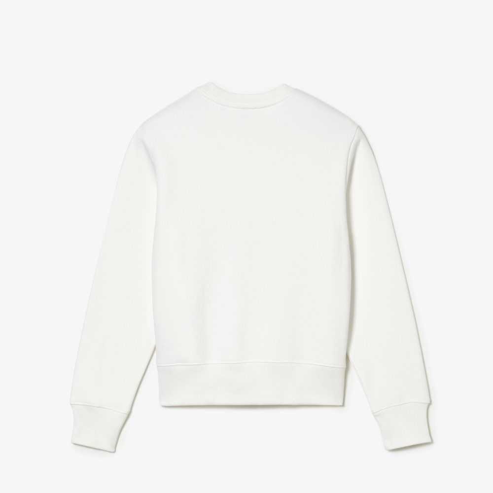 Lacoste x Goop Unbrushed Cotton Fleece Sweatshirt White | IKOH-97021