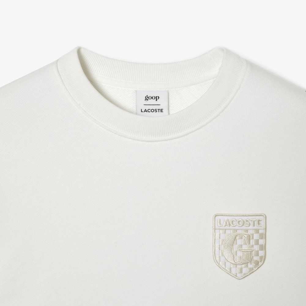 Lacoste x Goop Unbrushed Cotton Fleece Sweatshirt White | IKOH-97021