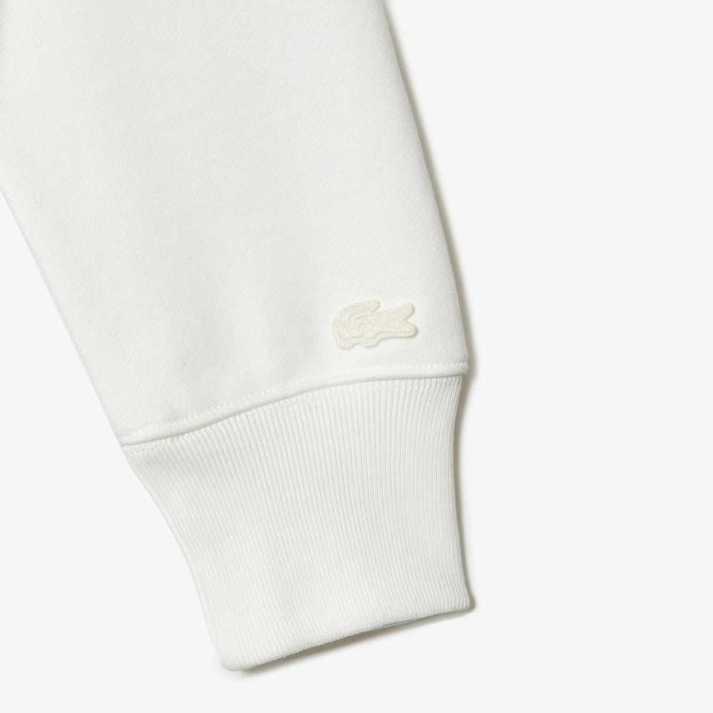 Lacoste x Goop Unbrushed Cotton Fleece Sweatshirt White | IKOH-97021