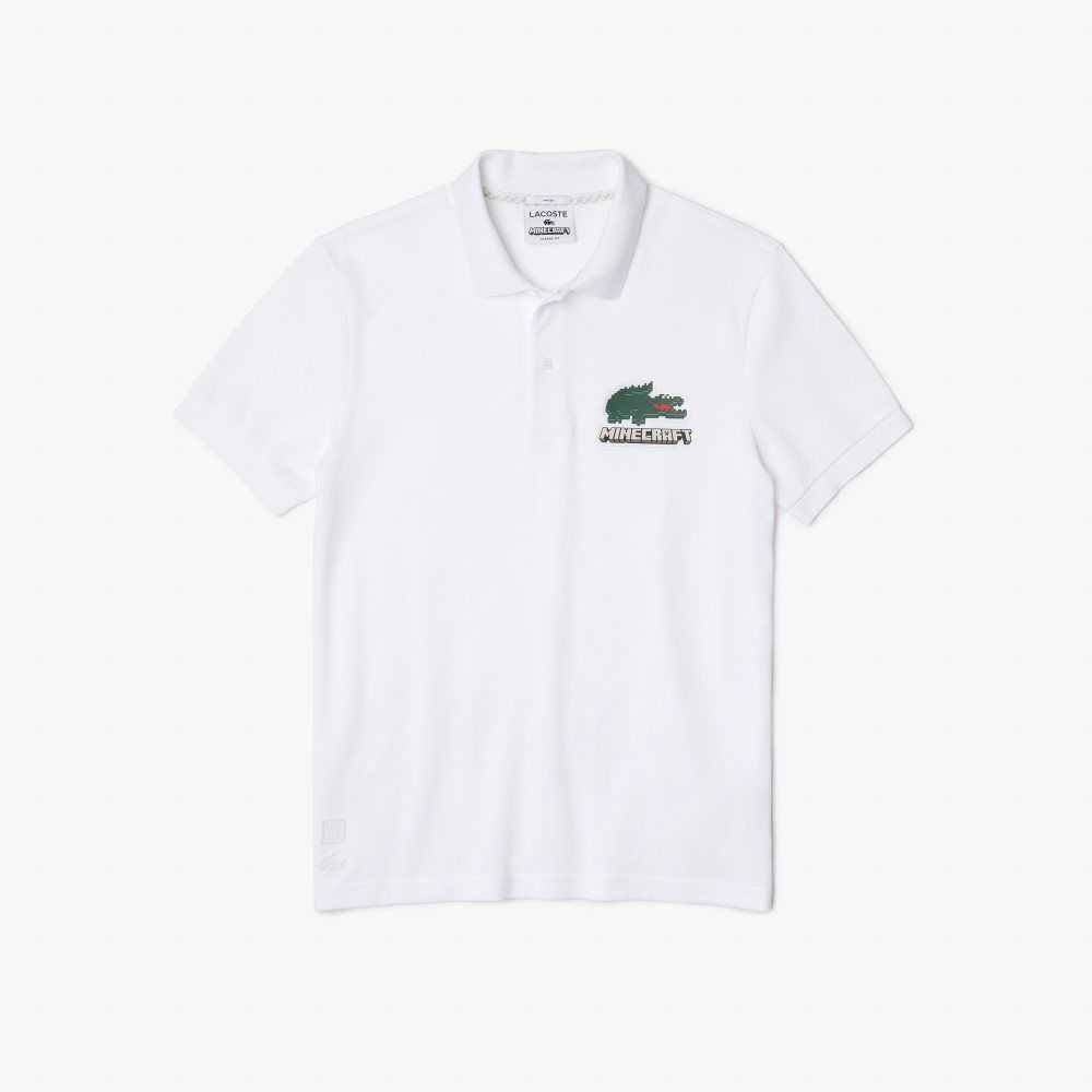 Lacoste x Minecraft Classic Fit Organic Cotton Polo White | AYZM-17589