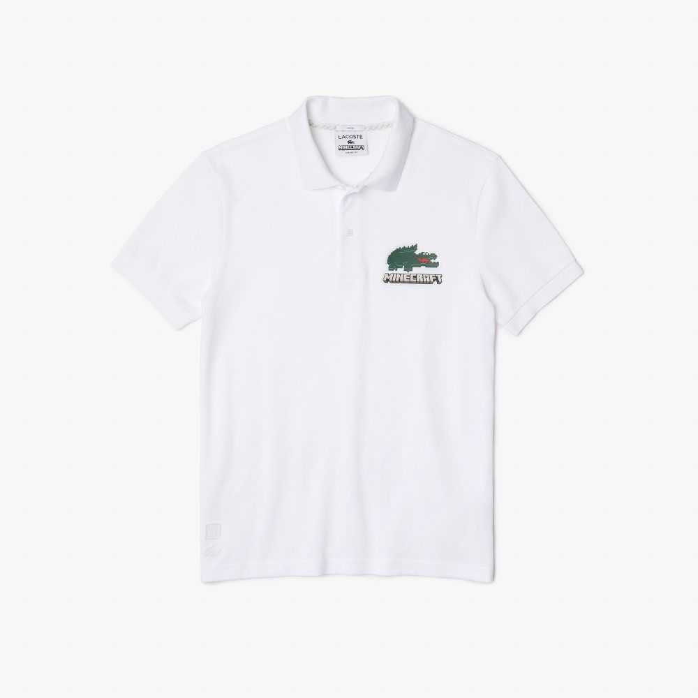 Lacoste x Minecraft Classic Fit Organic Cotton Polo White | YWGN-47065