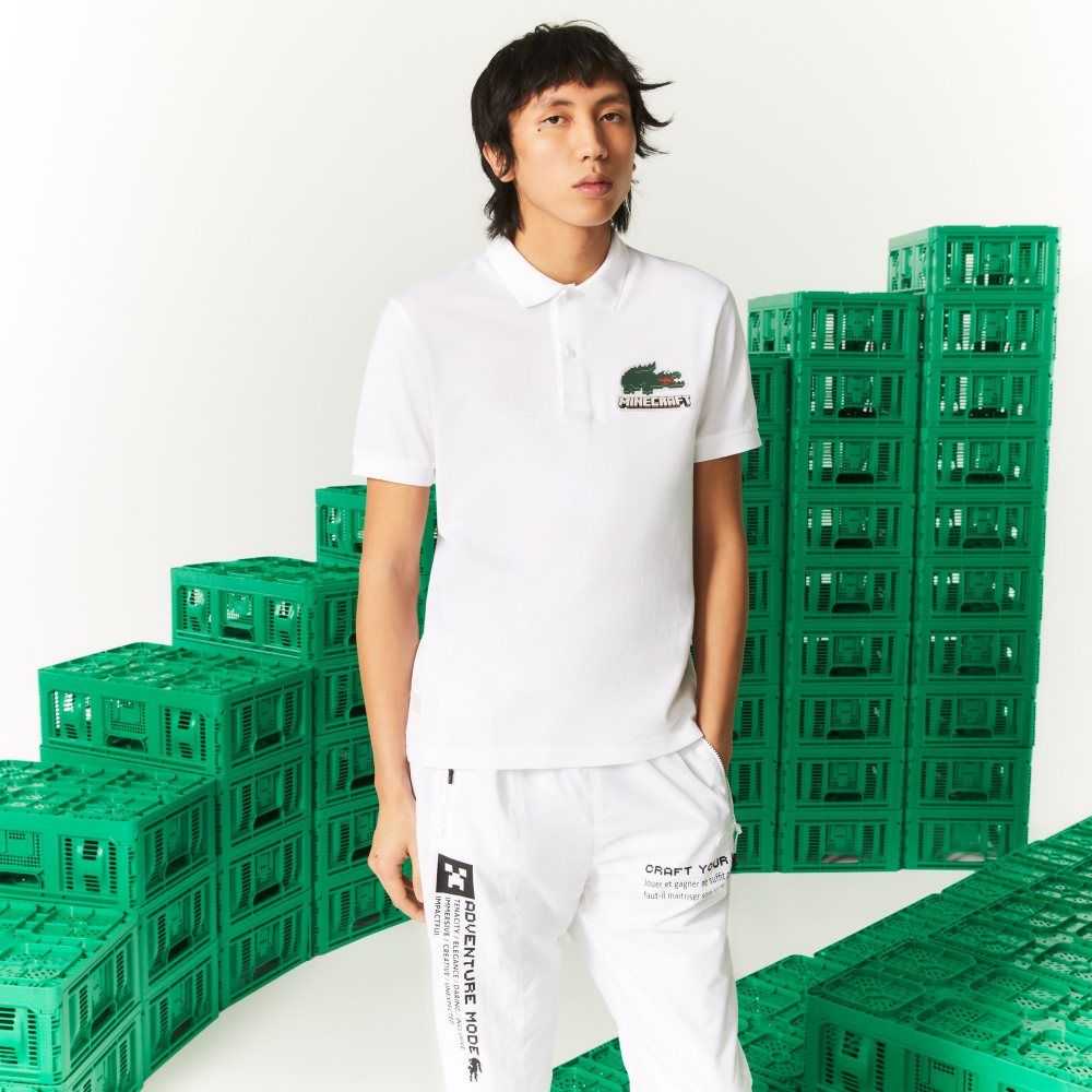 Lacoste x Minecraft Classic Fit Organic Cotton Polo White | YWGN-47065