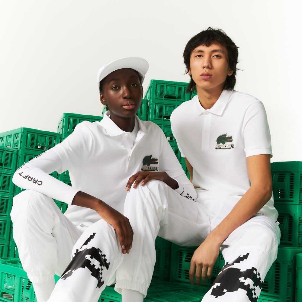 Lacoste x Minecraft Classic Fit Organic Cotton Polo White | YWGN-47065