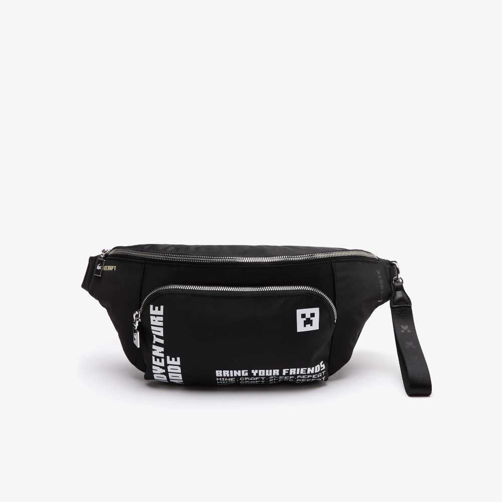 Lacoste x Minecraft Zippered Lightweight Nylon Waist Bag Minecraft Noir Blanc | OYTR-97132