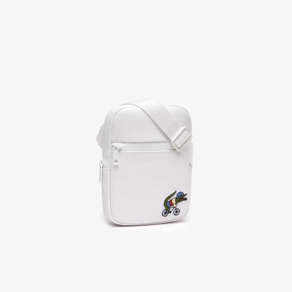 Lacoste x Netflix Croc Print Shoulder Bag - Small Blc Croco Sex Education | IFSY-81374