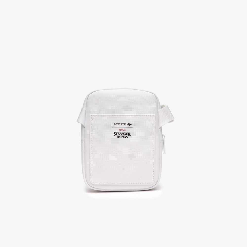 Lacoste x Netflix Croc Print Shoulder Bag - Small Blc Croco Stranger Things | JLRA-30958
