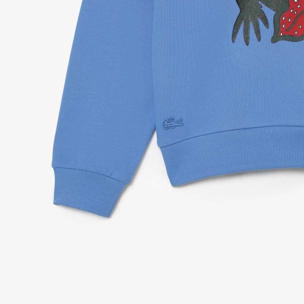 Lacoste x Netflix Loose Fit Organic Cotton Fleece Sweatshirt Blue | NCGY-58710