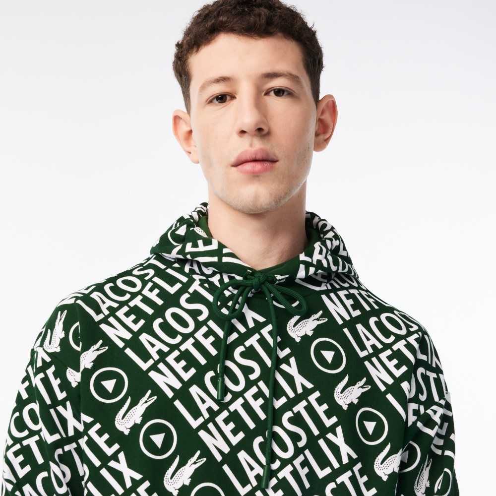 Lacoste x Netflix Loose Fit Organic Cotton Sweatshirt Green / White | QSKO-15762